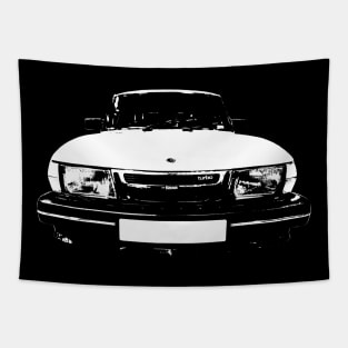 Saab 900 Turbo 1980s classic car monoblock white Tapestry