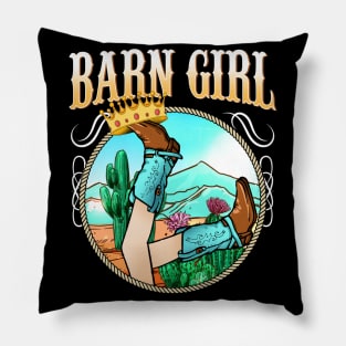 Barn Girl I Equestrian Pony Horse Fan Pillow