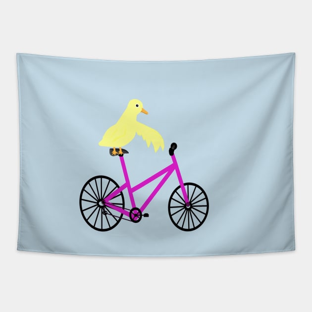 Duck On A Bicycle Tapestry by CatGirl101