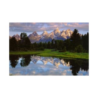 Teton Range And Its Reflection In Snake River Grand Teton National Park T-Shirt