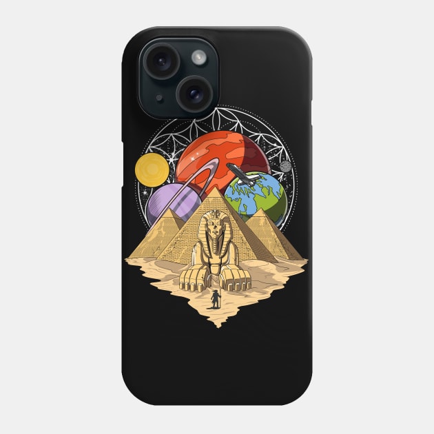 Egyptian Pyramids Space Sacred Geometry Phone Case by underheaven