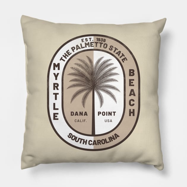 Myrtle Beach, South Carolina the Palmetto State Pillow by Contentarama