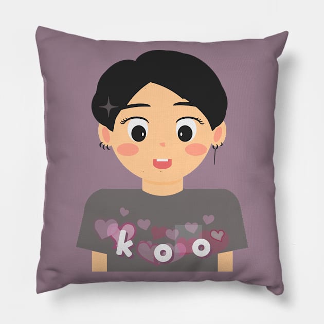 KOO BTS CHIBI Pillow by aaalou