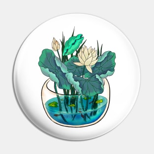 Minhwa: Lotus Terrarium D Type (Korean traditional/folk art) Pin