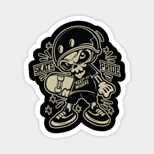 Helmeted skull skateboard graphic Magnet