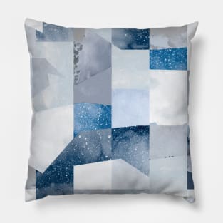 Pocket - COLLAGE TEXTURE SHAPES BLUE Pillow