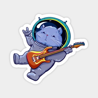 cat space playing guitar Magnet