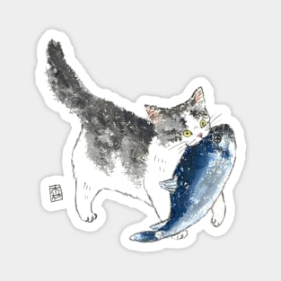 Cat and fish Magnet