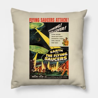 Earth vs the Flying Saucers Movie Poster Pillow