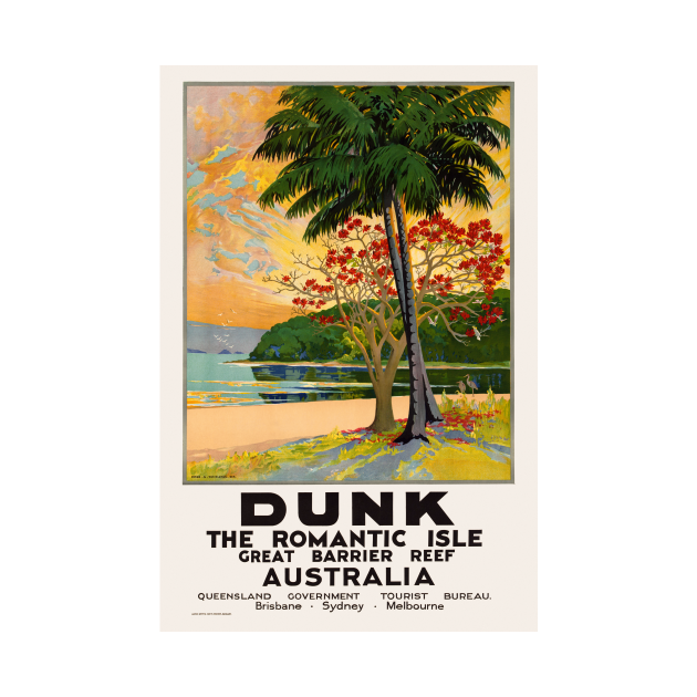 Discover Dunk The Romantic Isle Australia Vintage Travel Poster - Vintage - T-Shirt