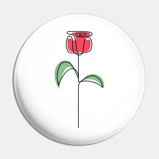 Abstract Rose Flower One Line Art Pin by dewarafoni