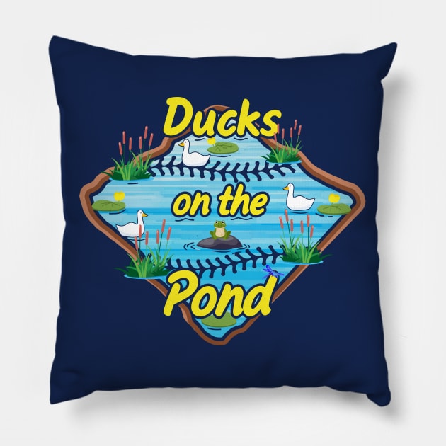 Funny Cute Baseball Saying Ducks on the Pond Softball Mom Pillow by TeeCreations