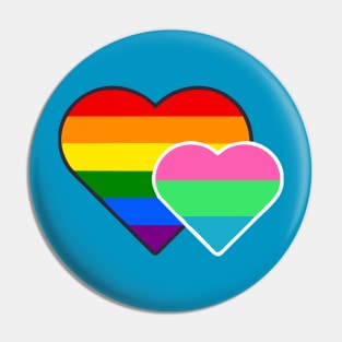 Polysexual Double Heart Pin