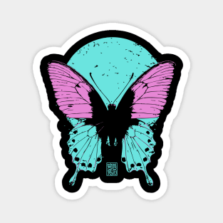 Beautiful Butterfly Japanese Art | Pink & Blue Wings Ukiyo-e Style Magnet