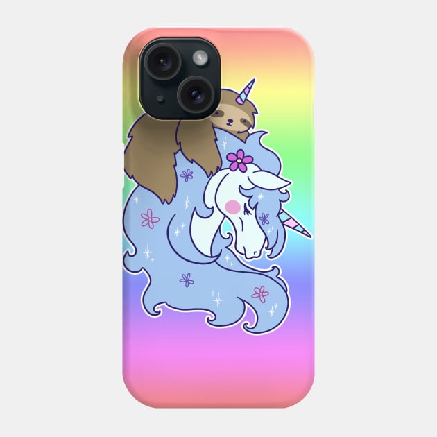Sloth and Unicorn Pastel Rainbow Background Phone Case by saradaboru