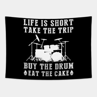 Drumming Wanderlust Cake: Savor Life's Beats and Treats! Tapestry