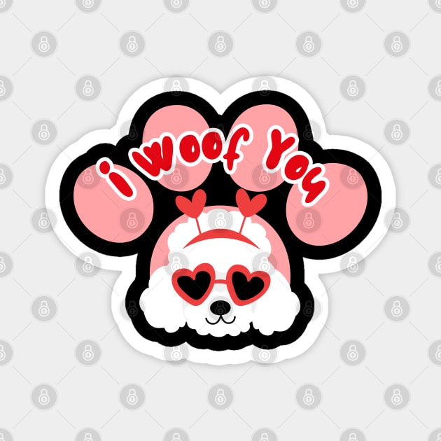 I Woof You Funny Poodle Dog Valentines Day Magnet by Illustradise