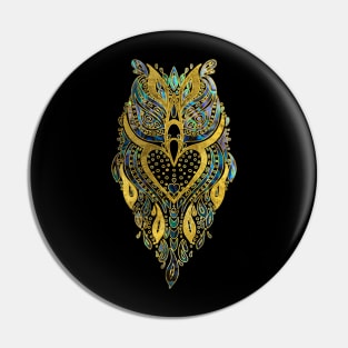 Gold and Abalone Tribal Owl Pin