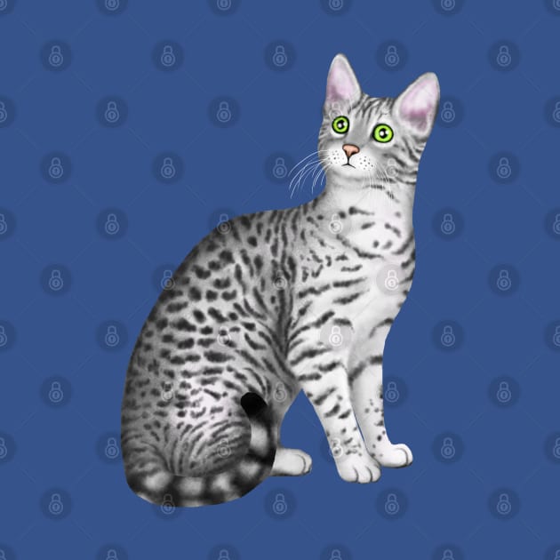 Egyptian Mau (Blue Background) by illucalliart