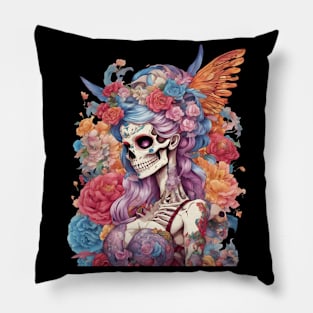 Dead Girl Skull Tattoo Pillow