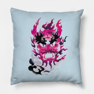 Traditional Pink Oni Mask Pillow