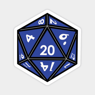 (Pocket) Blue D20 dice (White Outline) Magnet