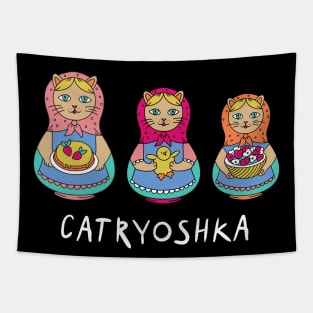 Catryoshka Matreshka Cats For Kids Babushka Style Tapestry