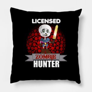 Licensed Zombie Hunter Skeleton Halloween Pillow