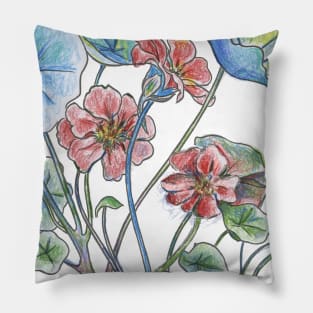 Nasturtium watercolor Pillow