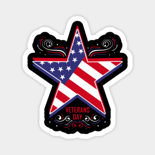 Big Star In Us Flag Colors For Veterans Day Magnet