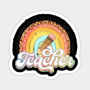 Teach Love Inspire Rainbows Teacher Leopard Back To School Magnet