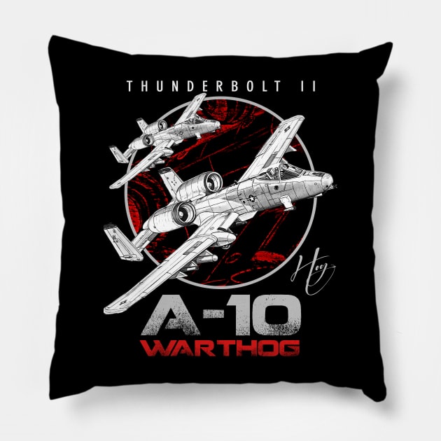 A-10 Thunderbolt II Warthog subsonic attack aircraft nicknamed Hog Us Air Force Fighterjet Pillow by aeroloversclothing