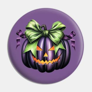 Halloween Pumpkin Face with Big Bow character illustration Pin