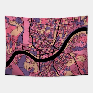 Cincinnati Map Pattern in Purple & Pink Tapestry