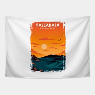 Haleakala national park hawaii travel poster Tapestry