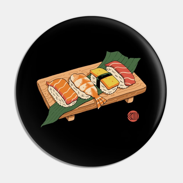 Sushi Ukiyo-e Pin by Vincent Trinidad Art