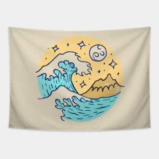The Great Wave Sun Shine Tapestry