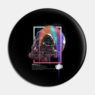 Skull head technology vaporwave aesthetic Pin