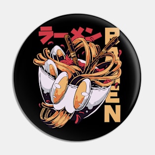 Anime Style Ramen Illustration Pin