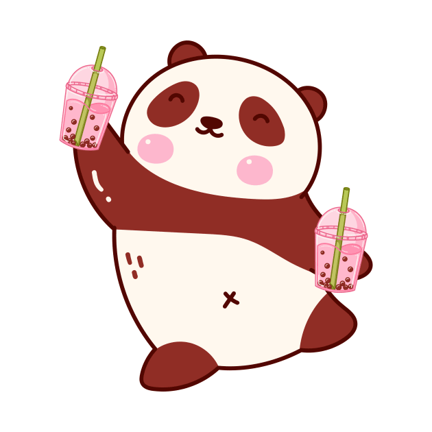 Cute Panda Bear Loves Bubble Tea by groovyfolk