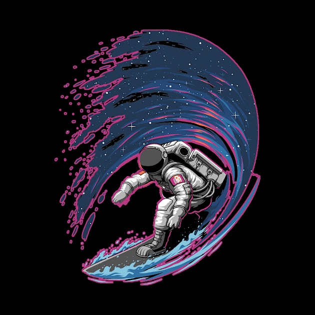 astronaut surfing in space by bpkardijan