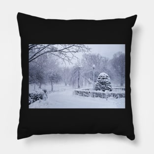 Boston MA Winter Wonderland Boston Public Garden Pillow