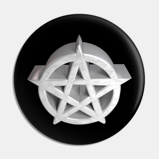 3D Pentagram - Brushed-Aluminium Pin by 3DMe