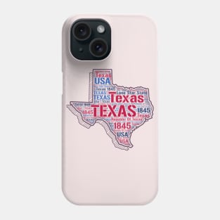 Texas Map Word Art Texas State Words Cloud Texas State Phone Case
