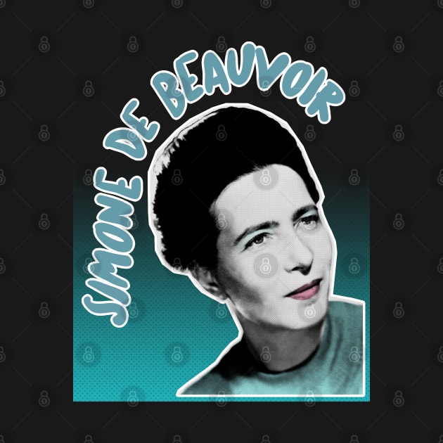 Simone de Beauvoir - Original Stylized Retro Graphic Design by DankFutura