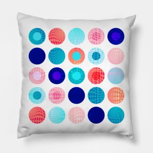 Big polka dots geometrical composition in blue and pink Pillow