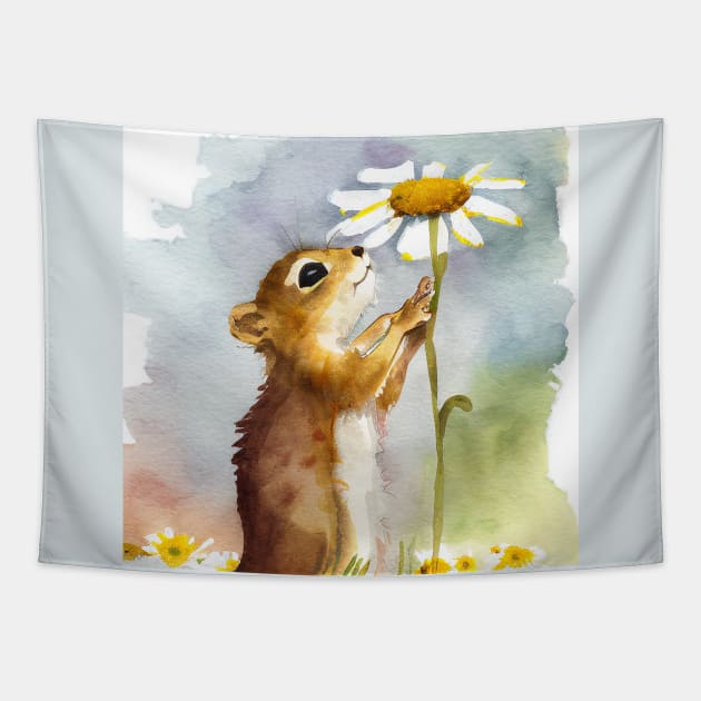 Squirrel and Daisy Tapestry by fistikci