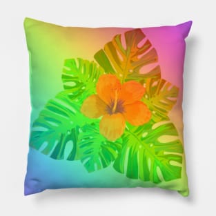 Tropical Red Rainbow flowers Pillow