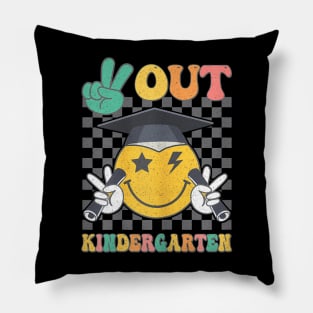 Peace Out KINDERGARTEN Graduation Smile Face Last Day School Pillow