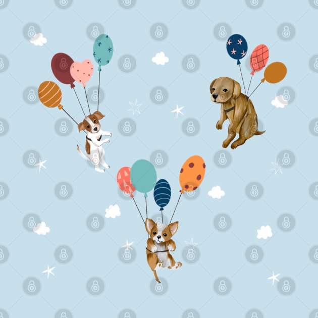 Flying dogs by Petit Faon Prints